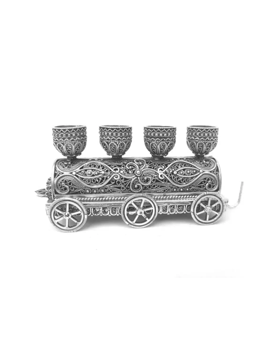 חנוכיה בצורת רכבת מכסף טהור - Sp , מתנות ט"ו באב , א
